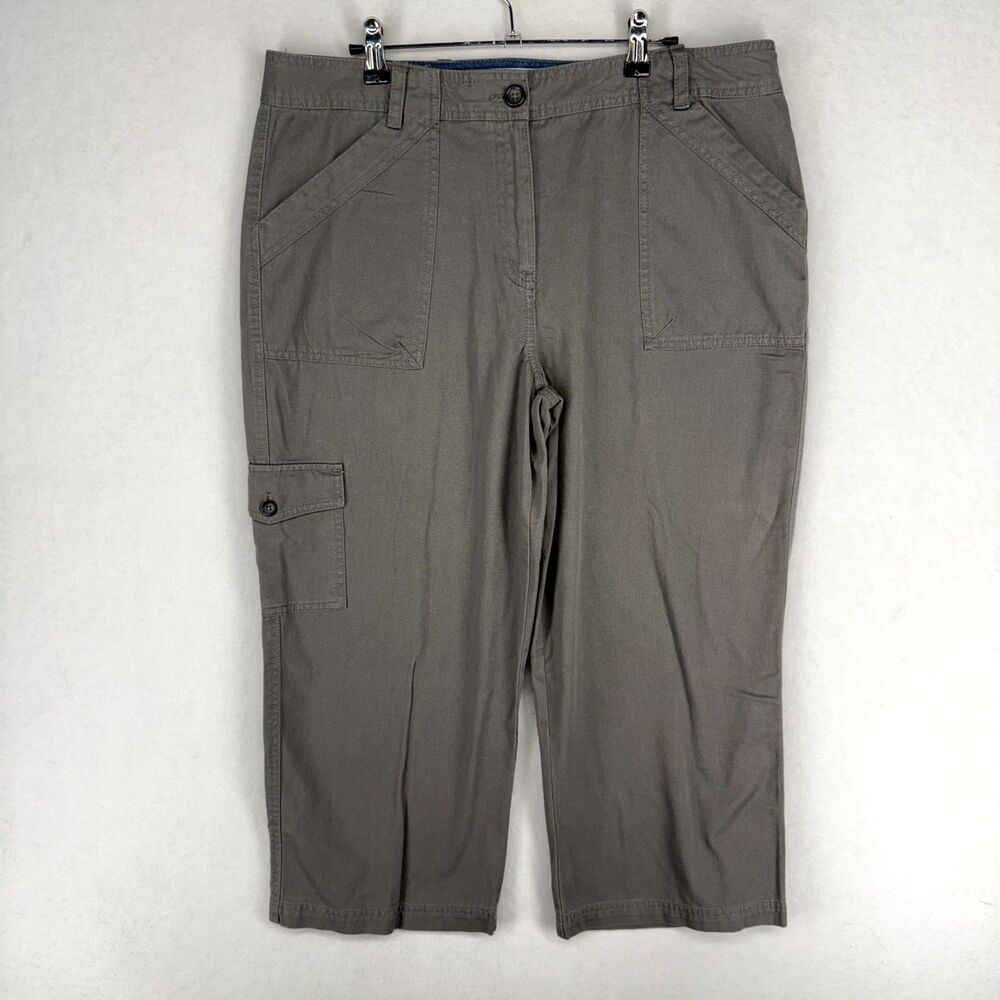 Van Heusen Pewter Gray Fashion Twill Capri Modern Fit Washed Womens Size 14 NEW